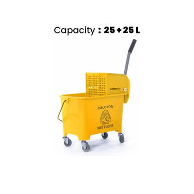 THS RSTRIS53 Yellow Double Mop Bucket Trolley 50L