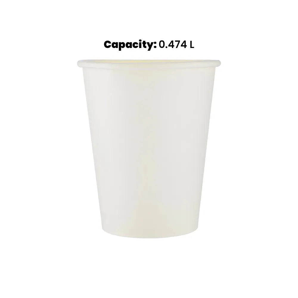 hotpack singie wall white paper cup 474 ml 1000 pcs