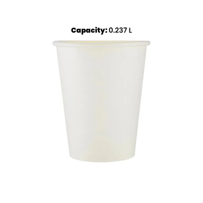 hotpack singie wall white paper cup 237 ml 1000 pcs