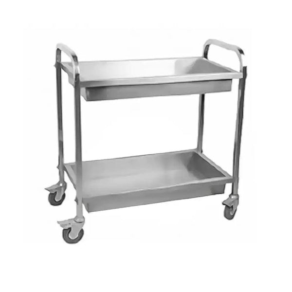 THS 101801 2 Tier Round Tube Beverage Service Trolley, 84.5 × 52.5 × 94 cm - HorecaStore