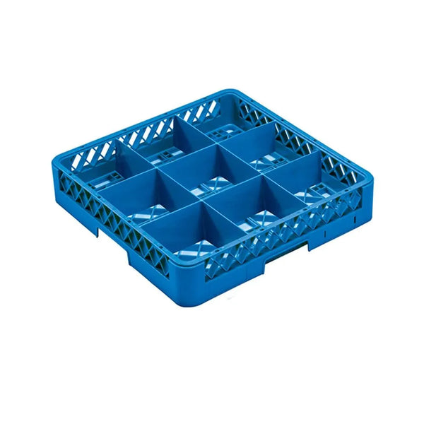 Chef360 Blue 9 Compartment Plastic Glass Rack, 50 x 50 x 10 cm