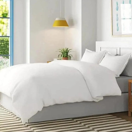 Comfort 240 Thread Count Hotel Linen Duvet Cover King 60% Cotton 40% Polyester Sateen Plain, 130 GSM, 270 x 250 cm, Color White