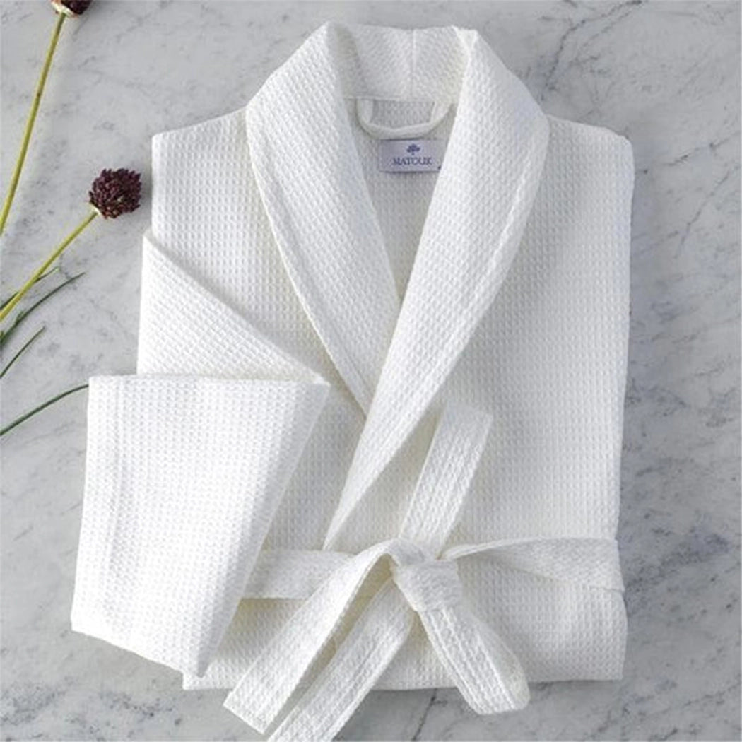 Comfort Hotel Waffle Bathrobe 250 GSM, 100% Cotton, Super Soft, Highly Absorbent Bathrobe L 130 cm