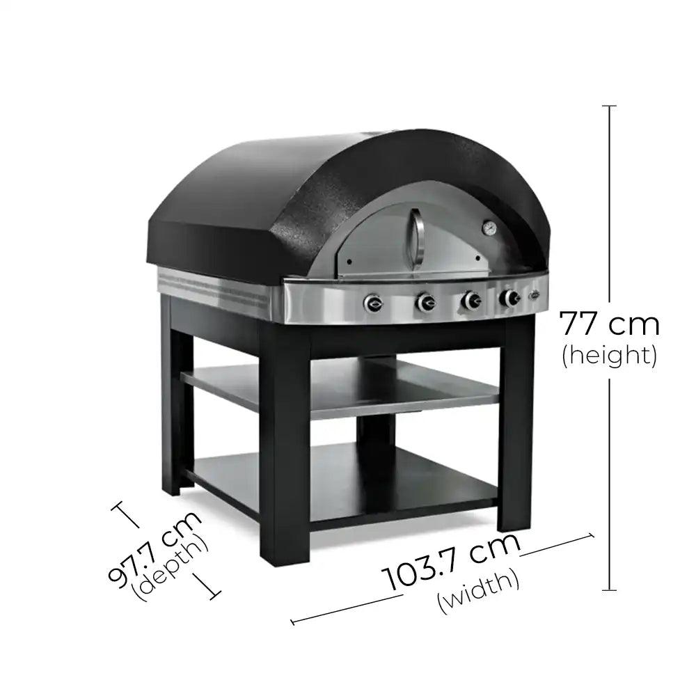 Empero PLF.PLS.D3 Gas Pizza Oven 106.2 x 103.7 x 80 cm, With AS.PLF.D3 Stank 97.7 x 82.7 x 93 cm - HorecaStore