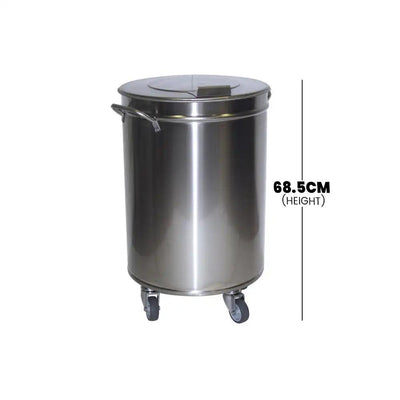 Inox Piave IP0003 Waste Bin With Manual Opening Lid, Capacity 90 L, 68.5 x 45 cm - HorecaStore