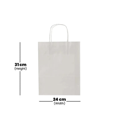 hotpack white paper bag with a flat handie 24 x 12 x 31 cm 250 pcs