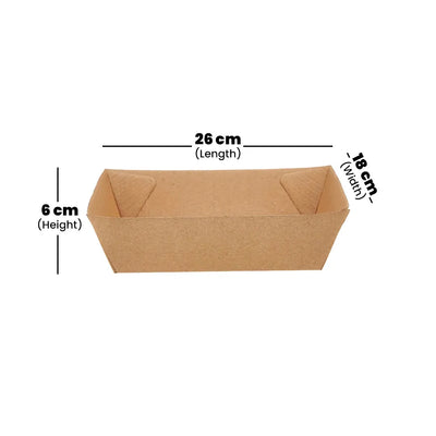 hotpack kraft flute boat tray 26 x 18 x 6 cm 100 pcs