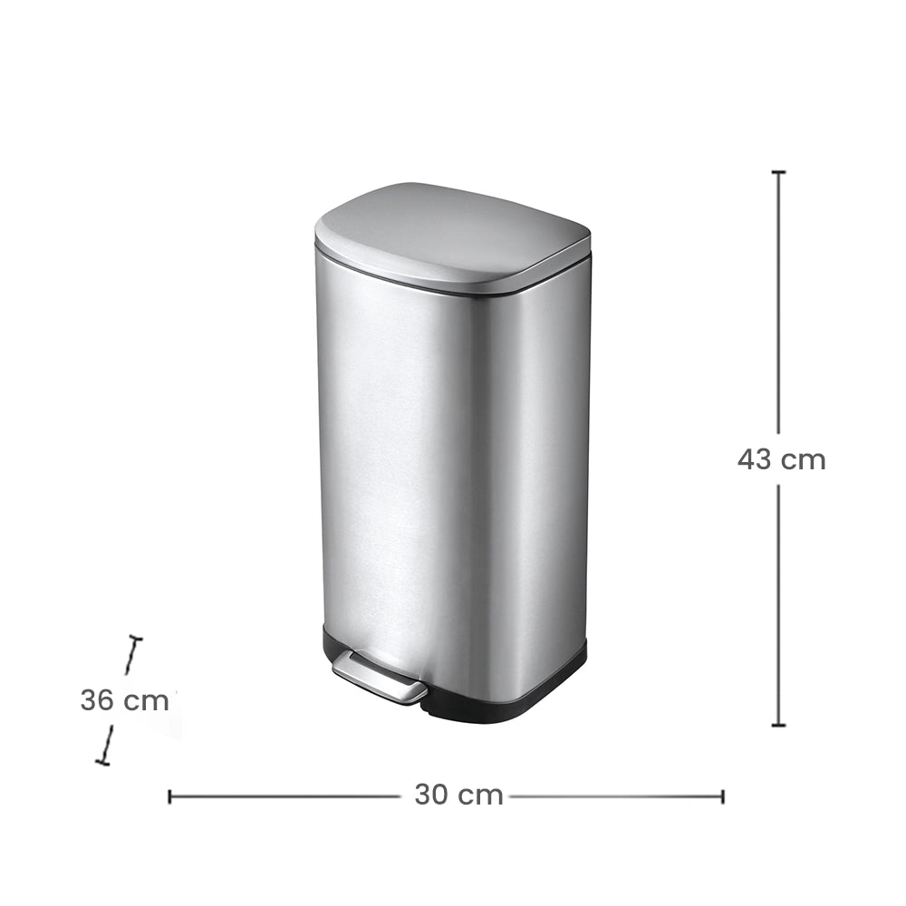 eko della stainless steel rectangular pedal bin 20 liter