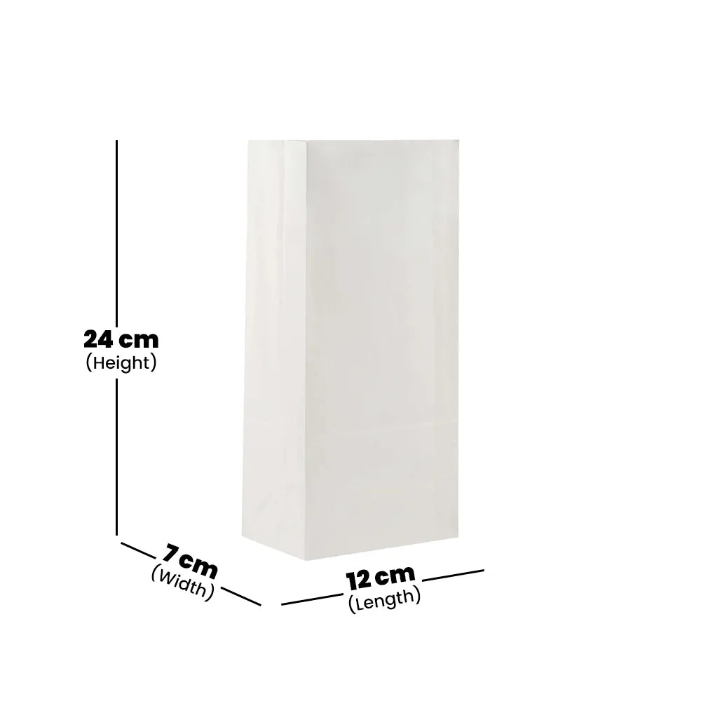 hotpack square bottom white paper bag 12 x 7 x 24 cm 500 pcs