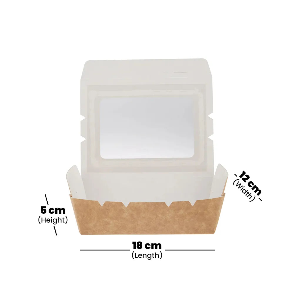 hotpack brown top lunch box with window 18 x 12 x 5 cm 150 pcs