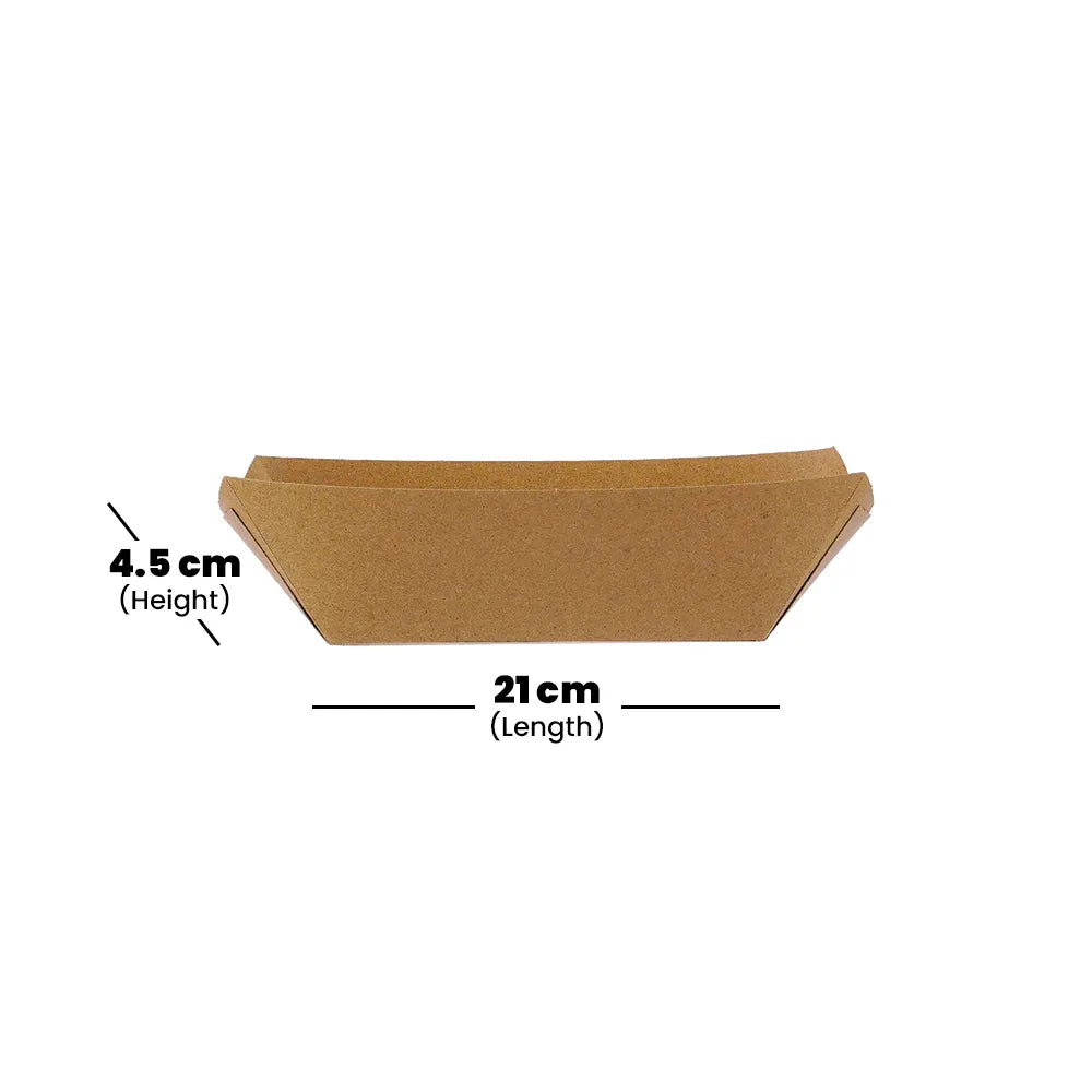 hotpack kraft boat paper tray medium 14 x 9 x 6 cm 500 pcs