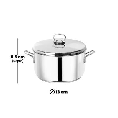 Pradeep Cookpot With Stainless Steel Dome Lid Plain, 1.7 Liter - HorecaStore