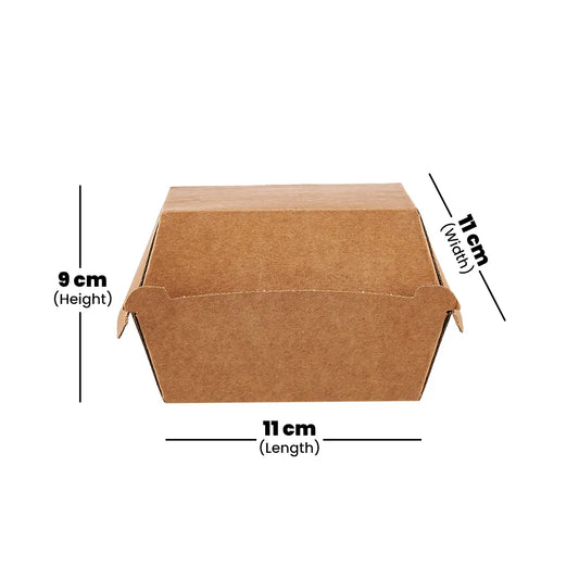 hotpack kraft single flute burger box 11 x 11 x 9 cm 250 pcs