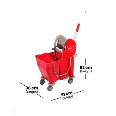 THS RSMV30 Red Double Mop Bucket Trolley 18L + 12L