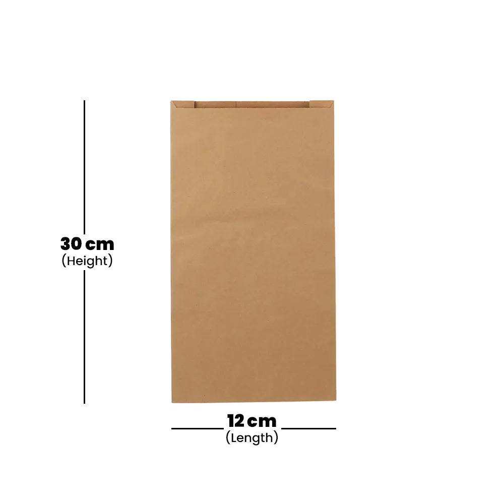 hotpack pinch or flat bottom kraft paper bag 12 x 6 x 30 cm 4 kg