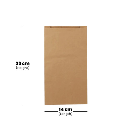 hotpack pinch or flat bottom kraft paper bag 14 x 8 x 33 cm 4 kg