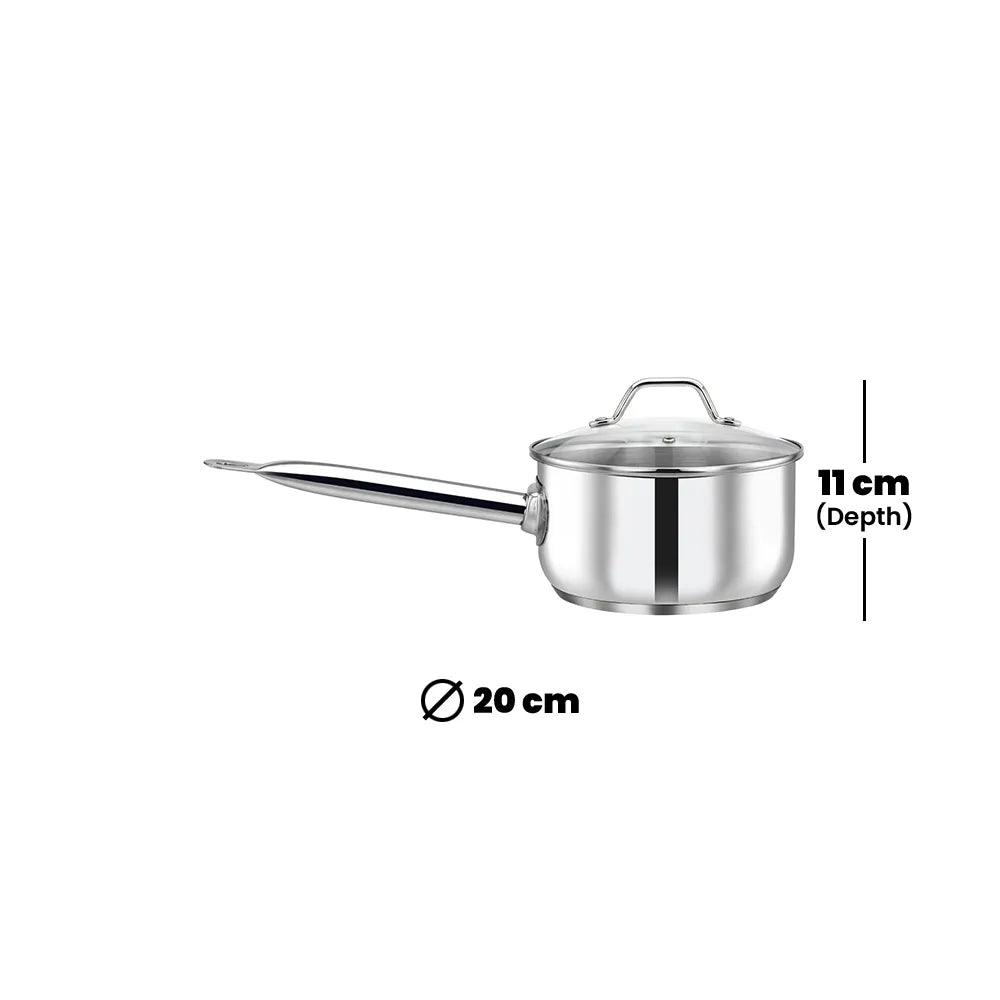 Pradeep Sauce Pan With Glass Lid, 3.3 Liter - HorecaStore