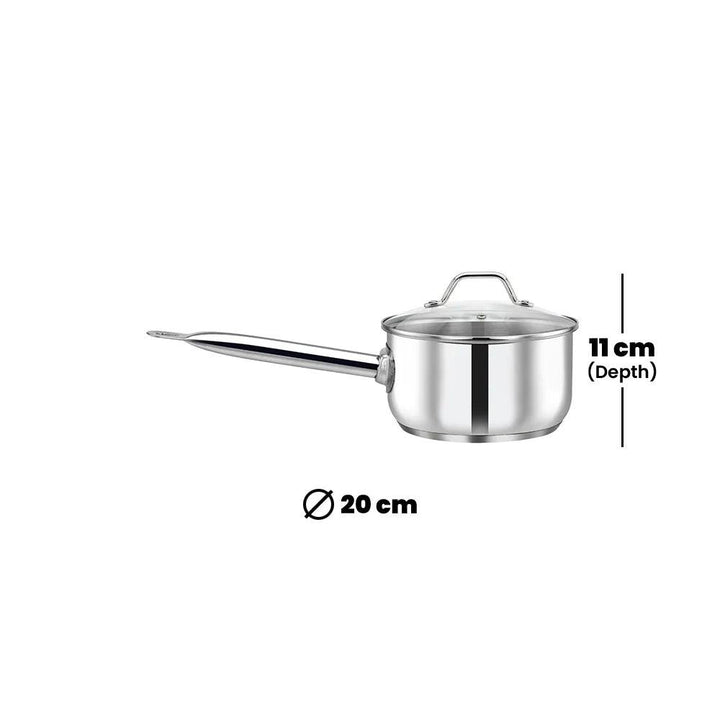 Pradeep Sauce Pan With Glass Lid, 3.3 Liter - HorecaStore