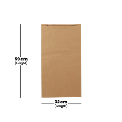 hotpack pinch or flat bottom kraft paper bag 32 x 10 x 59 cm 4 kg