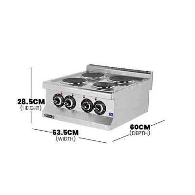 Empero EMP.6KE020-2016 ELECTRICAL COOKER 4 HOT PLATES, Electric Input 400V AC 3N PE, 60 x 63.5 x 28.5 cm - HorecaStore