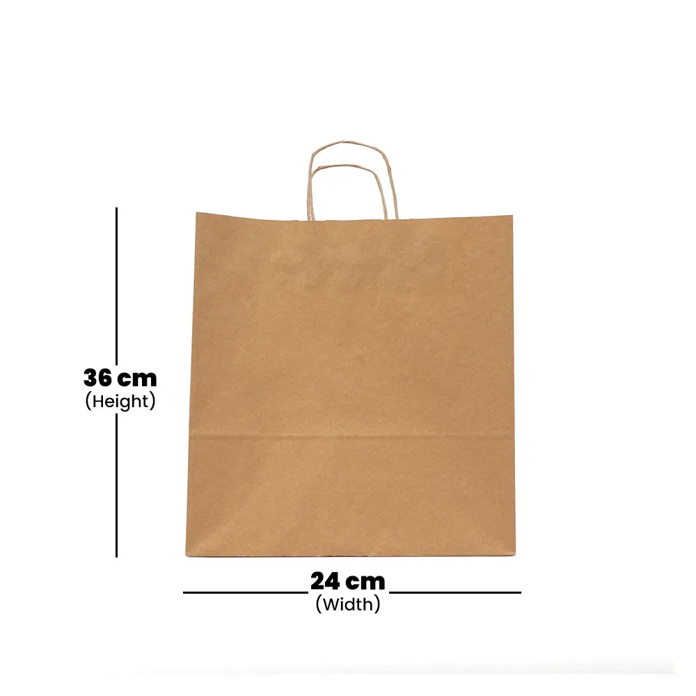 hotpack brown paper bag with a twisted handle 24 x 12 x 36 cm 25 pcs