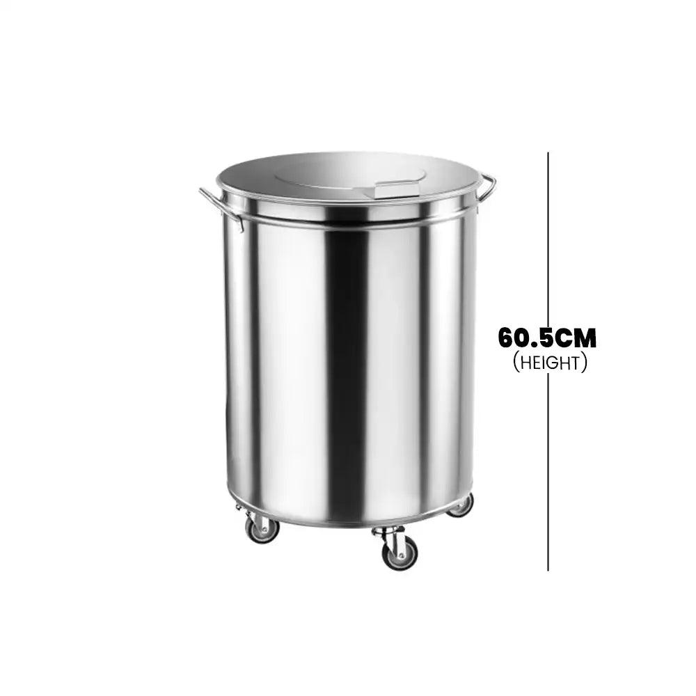 Inox Piave IP0002 Waste Bin, Capacity 75 L, Ø 46.5 cm, 60.5 cm Height - HorecaStore