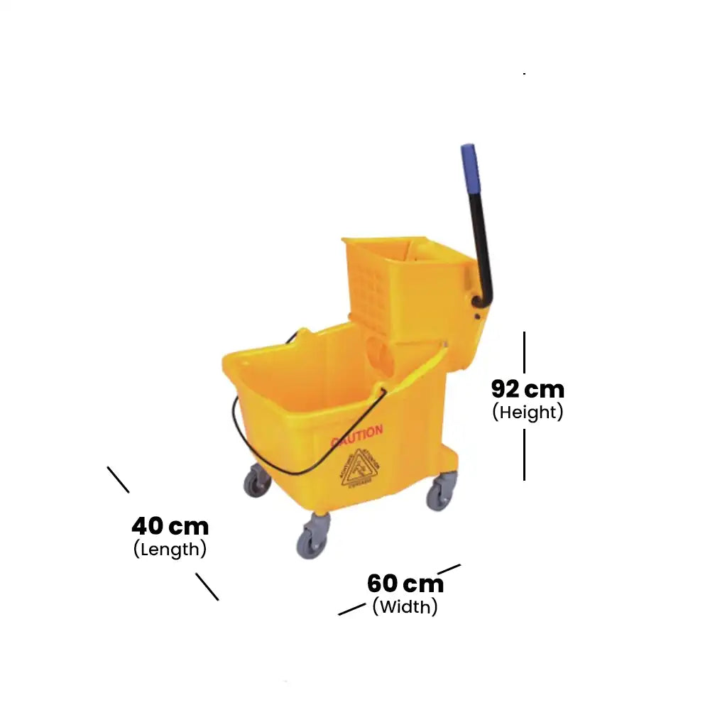 THS AF08080 Yellow Single Mop Bucket Trolley 32L