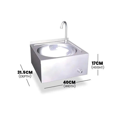 Inox Piave IP0085 Knee Operated Handwash Basin With 30 cm backsplash, 40 x 31.5 x 17 cm - HorecaStore