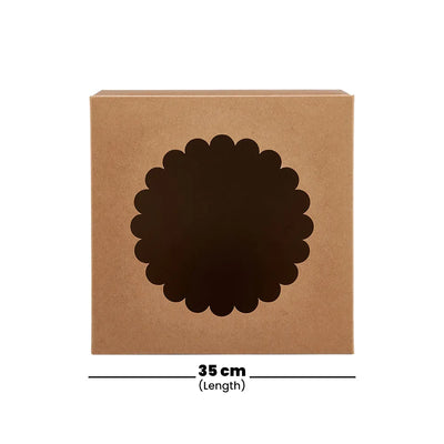 hotpack kraft cake box with a round window 35 x 35 cm 100 pcs