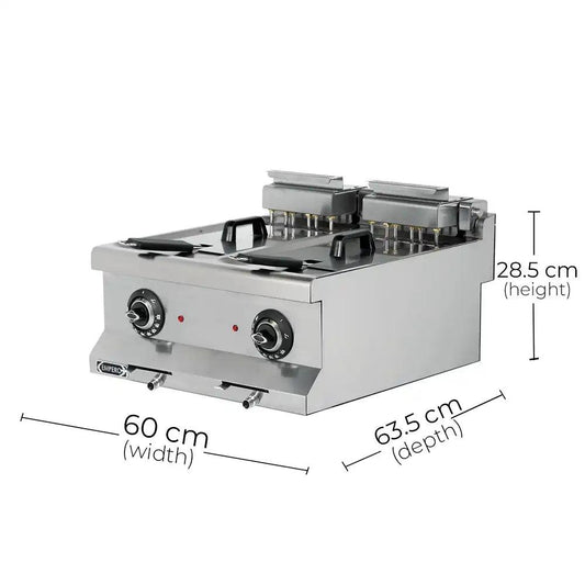 Empero EMP.6FE020 Electrical Fryer, Capacity 10+10 Liters, Electric Input 14.40 kW, 40 x 63.5 x 28.5 cm - HorecaStore