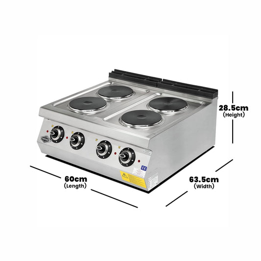 Empero EMP.6KE020-2016 Electrical Cooker 4 Hot Plates, Electric Input 400V AC 3N PE, 60 X 63.5 X 28.5 cm