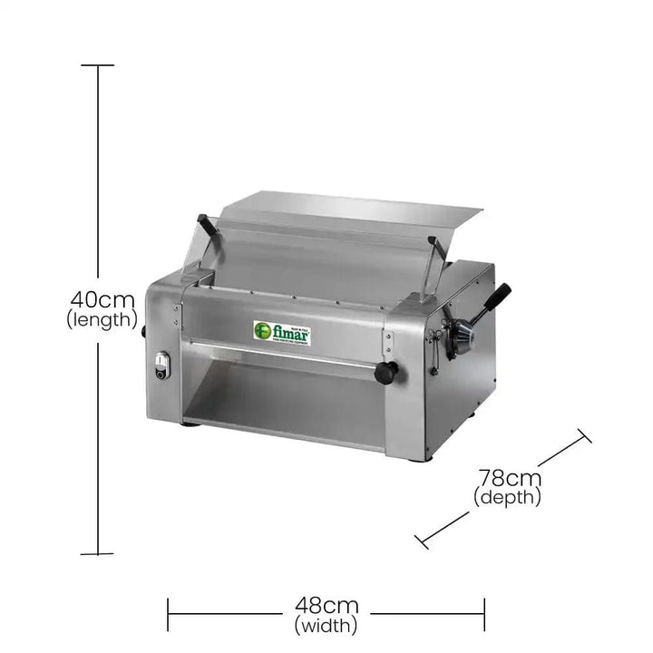 Fimar Stainless Steel Electric 370W SFSI52023050M, Pasta And Pizza Dough Roller Machine 1 Phase, 78 X 48 X 40 cm   HorecaStore