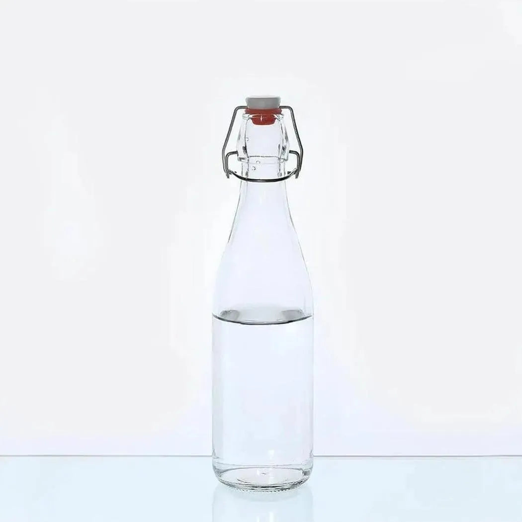 Flip Top Glass Bottle 500 ml Swing Top Brewing Bottle with Stopper for Beverages, Airtight Lid & Leak Proof Cap, Clear