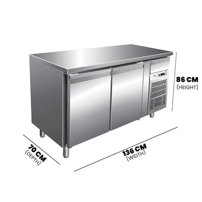 Forcar G-GN2200BT Double Door Under Counter Freezer With Backsplash 282 Liter 470W - HorecaStore