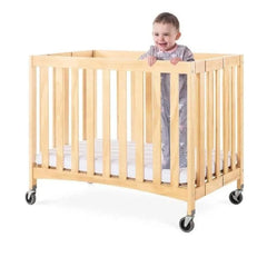 Travel Sleeper Wooden Compact Crib With Mattress, Color Natural - Foundations USA