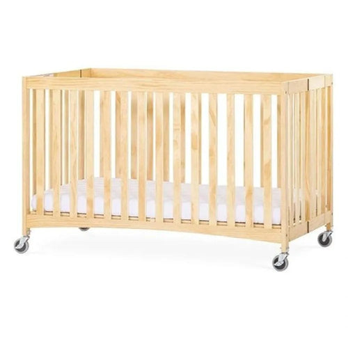 Travel Sleeper Wooden Full Size Crib With Mattress, Color Natural - Foundations USA