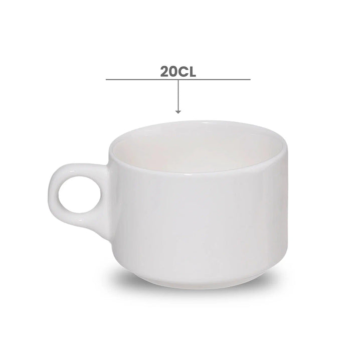 Furtino England Finesse 6.5oz/20cl White Round Porcelain Stackable Cup - HorecaStore