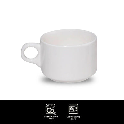 Furtino England Finesse 6.5oz/20cl White Round Porcelain Stackable Cup - HorecaStore