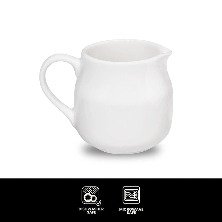 Furtino England Finesse 7.7oz/23cl White Round Porcelain Creamer - HorecaStore