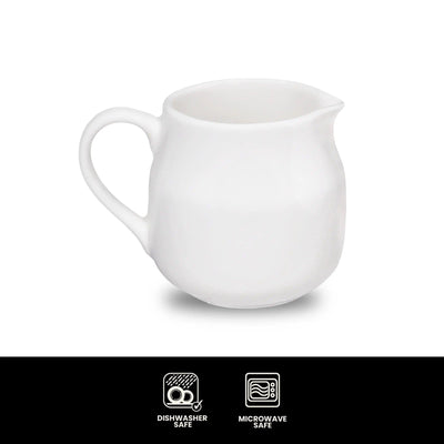 Furtino England Finesse 7.7oz/23cl White Round Porcelain Creamer - HorecaStore