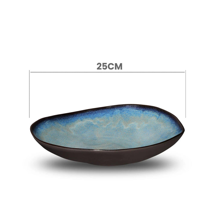 Furtino England Ocean 10"/25cm Blue Porcelain Irregular Deep Plate - HorecaStore