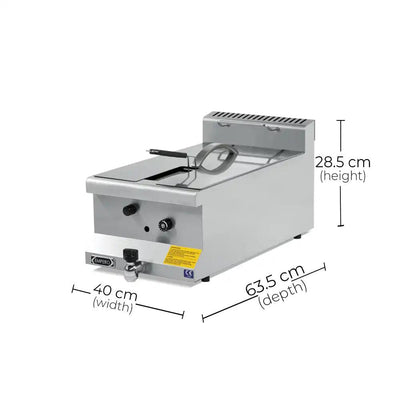 Empero EMP.6FG010 Gas Fryer, Capacity 10 Lt, Power: 4.34 kW, 40x63.5x28.5 cm - HorecaStore