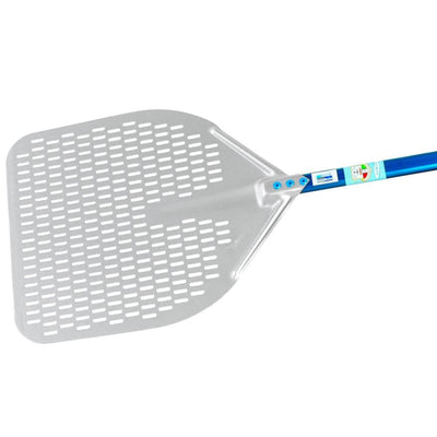 GI Metal A-32RF/120 Aluminium Rectanglar 33 X 33 CM Perforated Pizza Peel With 120 CM Handle - HorecaStore