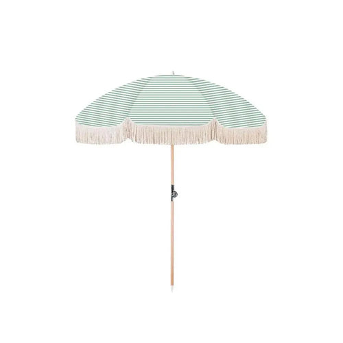 Gymkhana Boho Beach Outdoor Centre Pole Umbrella without Base, Sage Stripe, 200x257.8 cm