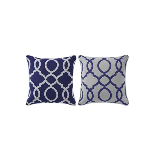 Gymkhana Geometric Outdoor Decorative Cushion, Navy/White, 45x45 cm