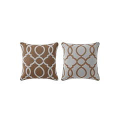 Gymkhana Geometric Outdoor Decorative Cushion, Taupe/White, 45x45 cm