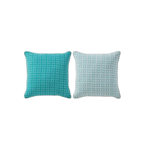 Gymkhana Honeycomb Outdoor Decorative Cushion, Cyan/White, 45x45 cm