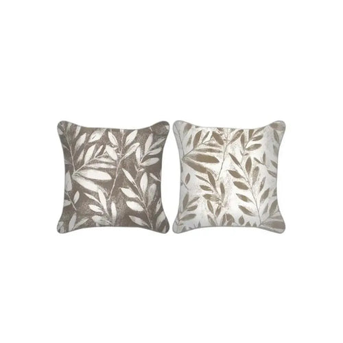 Gymkhana Leaf Outdoor Decorative Cushion, Taupe/White, 45x45 cm