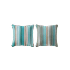 Gymkhana Stripes Outdoor Decorative Cushion, Cyan/White, 45x45 cm