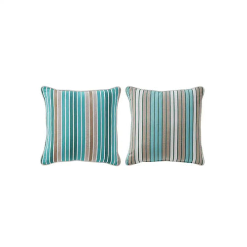 Gymkhana Stripes Outdoor Decorative Cushion, Cyan/White, 45x45 cm